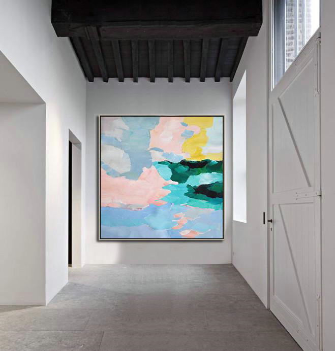 Oversized Canvas Art On Canvas,Oversized Abstract Art,Unique Canvas Art,Blue,Green,Pink,Yellow.etc